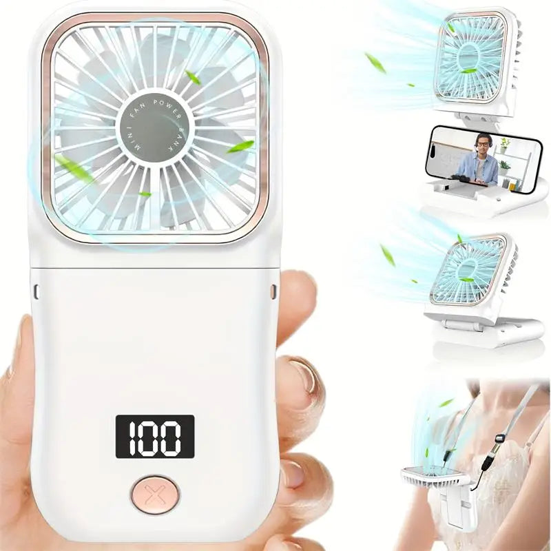 Mini Ventilador de Cuello Pegable  Power Bank