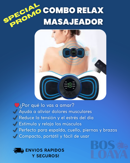 combo relax- masajeador tens recargable + masajeador mariposa